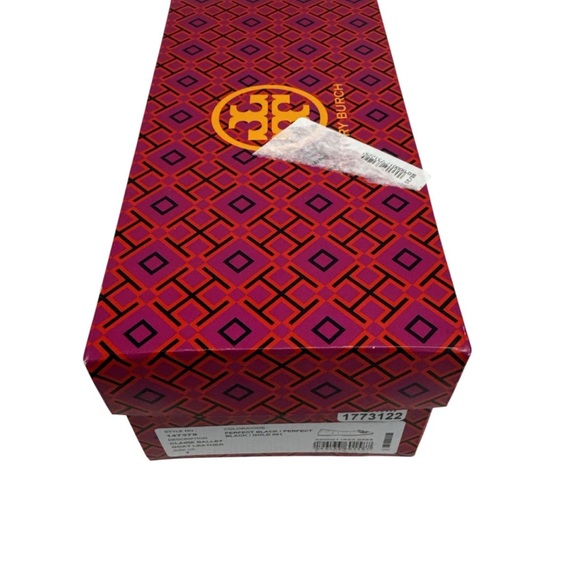Tory Burch Black and Gold Flats with Logo Emblem - Picture 4 of 4